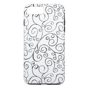Black on White Hand-Painted Curvy Pattern iPhone 8 Plus/7 Plus Case