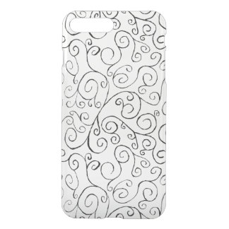 Black on White Hand-Painted Curvy Pattern iPhone 8 Plus/7 Plus Case