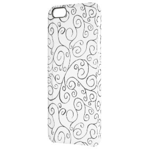 Black on White Hand-Painted Curvy Pattern Clear iPhone 6 Plus Case