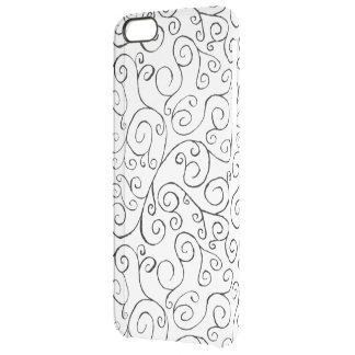 Black on White Hand-Painted Curvy Pattern Clear iPhone 6 Plus Case