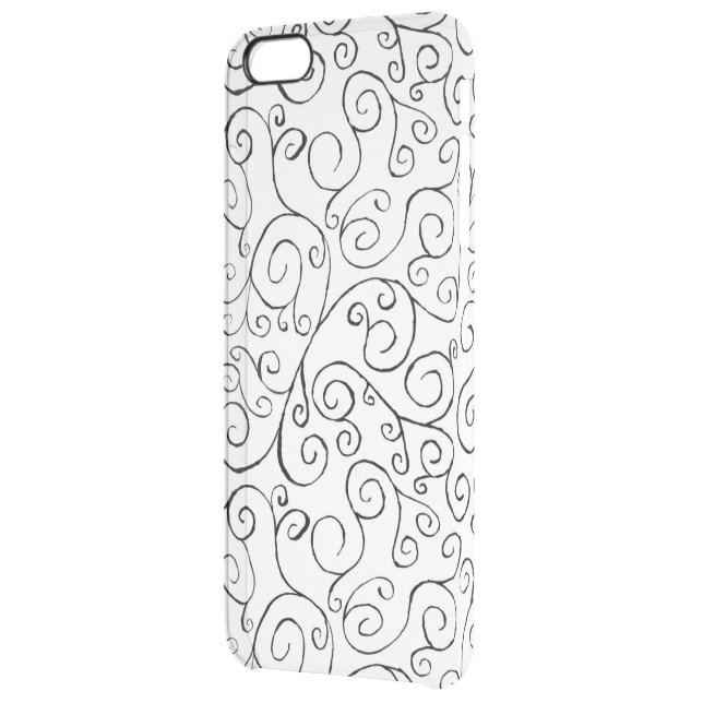 Black on White Hand-Painted Curvy Pattern Uncommon iPhone Case (Back Left)