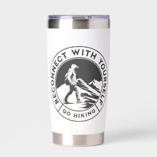Black on White Hiking Image Insulated Tumbler