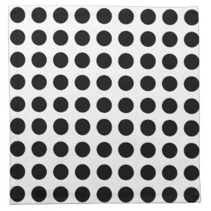 Black on White Large Size Horizontal Polka Dots Cloth Napkin