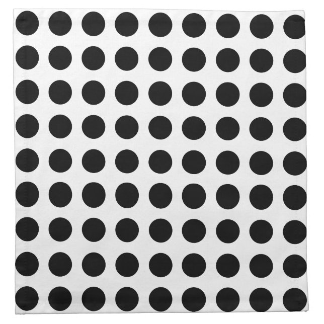 Black on White Large Size Horizontal Polka Dots Cloth Napkin (Front)