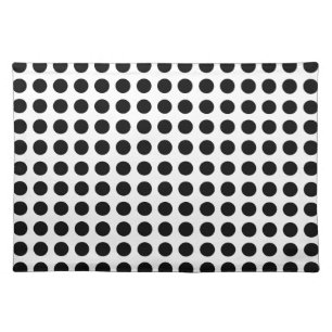 Black on White Large Size Horizontal Polka Dots Cloth Placemat