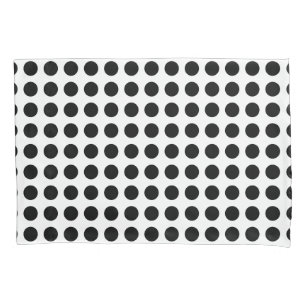 Black on White Large Size Horizontal Polka Dots Pillow Case