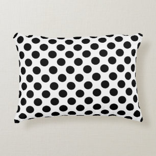 Black on White Large Size Polka Dots Accent Pillow