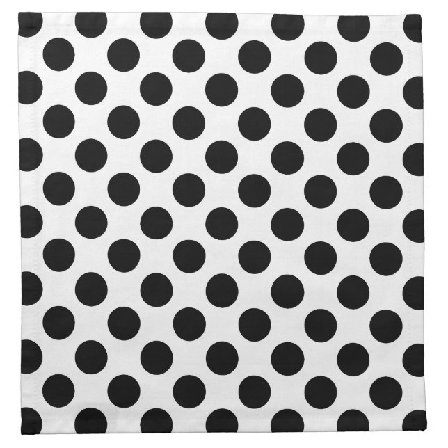 Black on White Large Size Polka Dots Cloth Napkin (Front)
