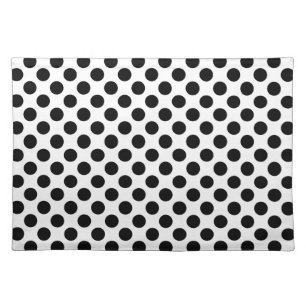 Black on White Large Size Polka Dots Cloth Placemat