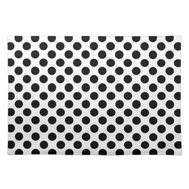 Black on White Large Size Polka Dots Cloth Placemat (Front)