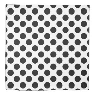 Black on White Large Size Polka Dots Duvet Cover