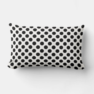Black on White Large Size Polka Dots Lumbar Pillow