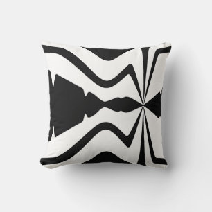 Black on White Large Sound Wave Mosaic Design Throw Pillow