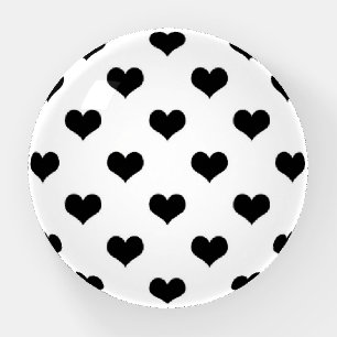 Black On White Lovely Hearts Design Paperweight