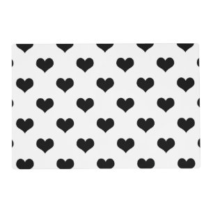 Black On White Lovely Hearts Design  Placemat