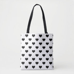 Black On White Lovely Hearts Design  Tote Bag