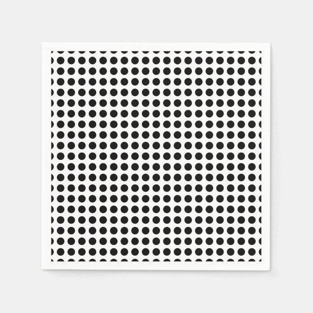 Black on White Medium Horizontal Polka Dots Paper Napkins (Front)