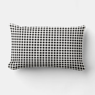 Black on White Medium Size Horizontal Polka Dots Lumbar Pillow