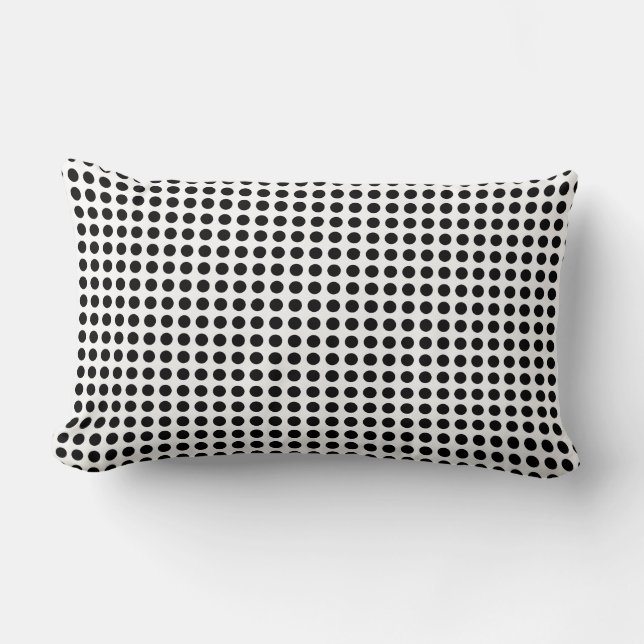 Black on White Medium Size Horizontal Polka Dots Lumbar Pillow (Front)