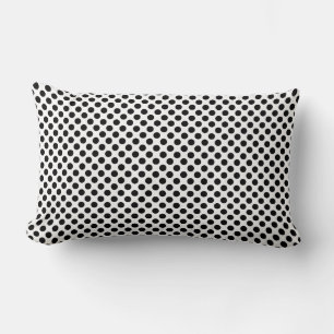 Black on White Medium Size Polka Dots Lumbar Pillow