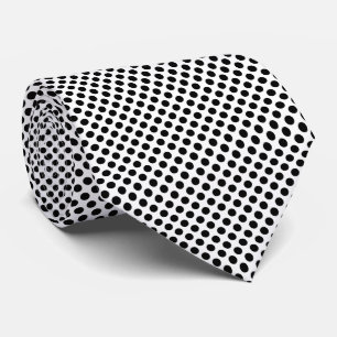 Black on White Medium Size Polka Dots Neck Tie