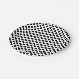 Black on White Medium Size Polka Dots Paper Plates