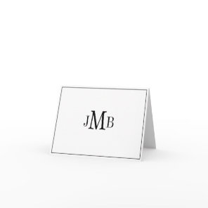 Black on White Monogram folded Thank You Card