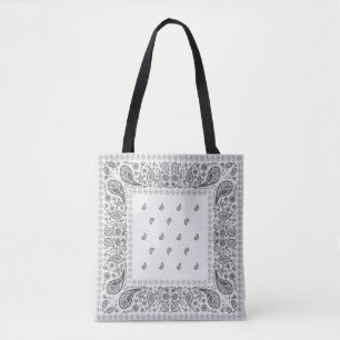 Black on White Paisley Design Tote Bag