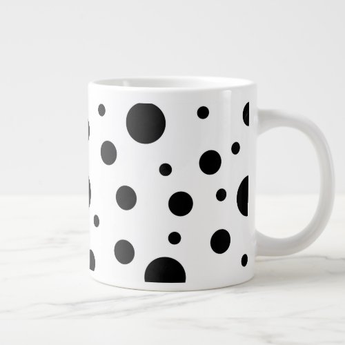 Black on White Polka Dot Pattern Giant Coffee Mug