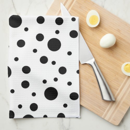 Black on White Polka Dot Pattern Kitchen Towel