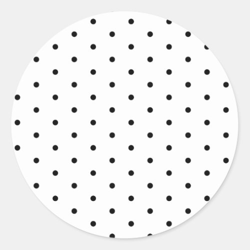 Black on White Polka Dots Classic Round Sticker