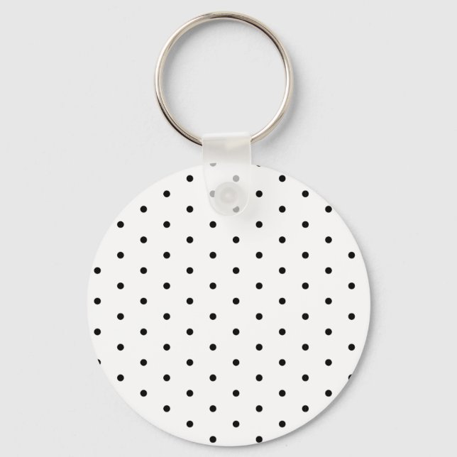 Black on White Polka Dots Keychain (Front)