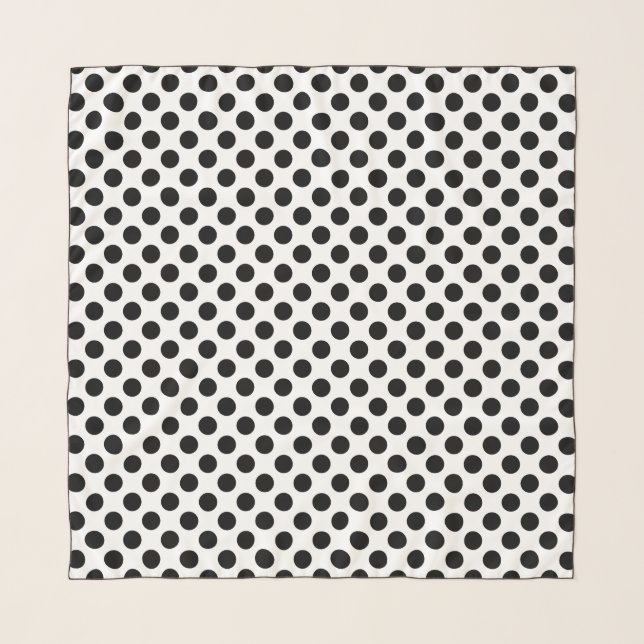 Black on White Polka Dots Scarf (Front)