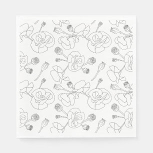 Black on White Poppies Napkins