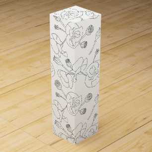 Black on White Poppies Wine Box