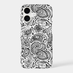 Black On White Retro Paisley Damasks Lace iPhone 17 Case