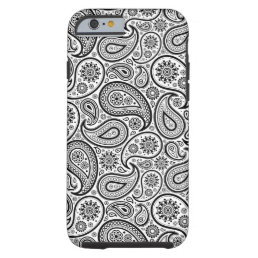 Black On White Retro Paisley Pattern Tough iPhone 6 Case