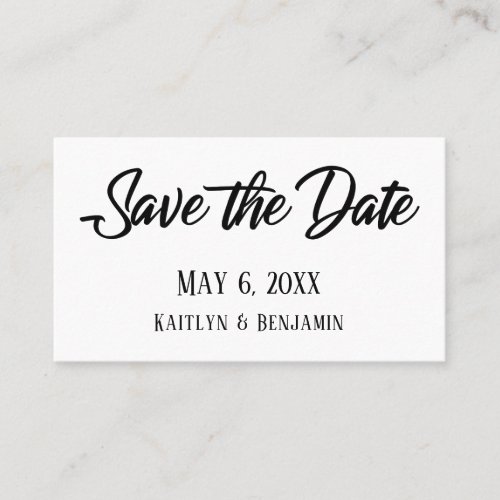 Black on White Save the Date  Wedding Detail Card