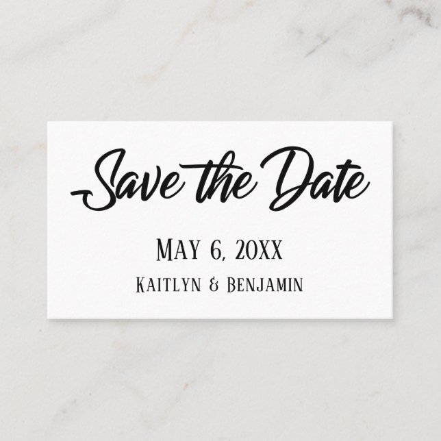Black on White Save the Date & Wedding Detail Card (Front)
