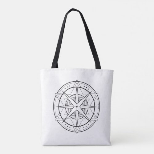 Black On White Secret Geometry Design Tote Bag