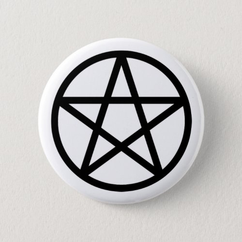 Black on White Solid Pentacle Button