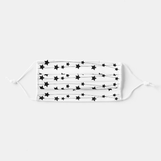 Black  on White - Stars Cloth Face Mask (Front, Folded)