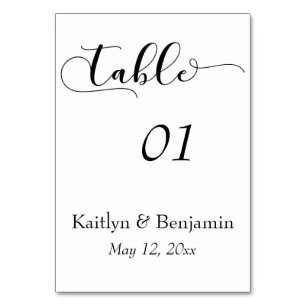Black on White Wedding Typography Table Number