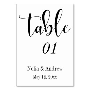 Black on White Wedding Typography Table Number 2