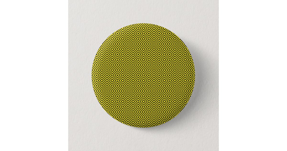 Black on yellow and yellow on black romb pinback button | Zazzle