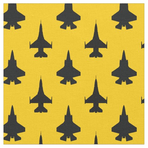 Black on Yellow F16 and F35 Pattern Fabric