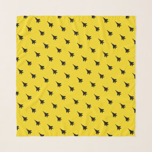 Black on Yellow F_15 Fighter Jet Patterned Scarf