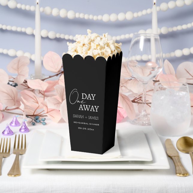 Black One Day Away Rehearsal Dinner Wedding  Favor Boxes (Wedding)
