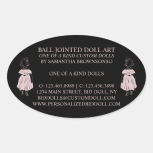 Black One of a kind Fahion Doll Collector Oval Sticker