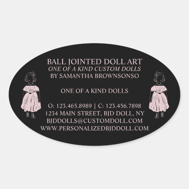 Black One of a kind Fahion Doll Collector Oval Sticker